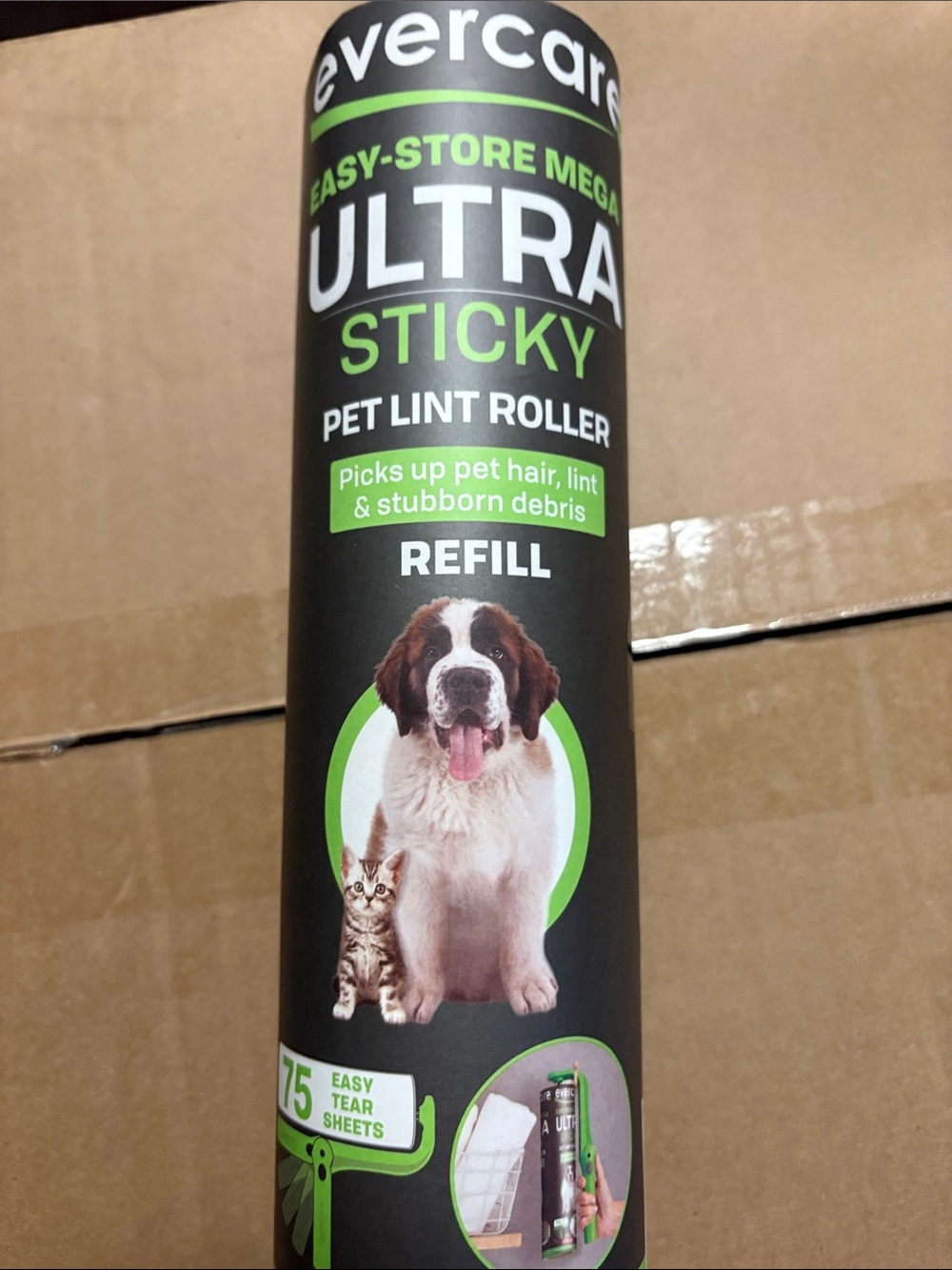 Ultra Sticky Pet Lint Roller Refill - Black & Green